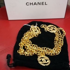 Vintage CC  adjustable Belt 22-26 Gold tone